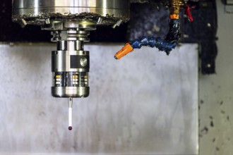 Automation and industry 4.0 concept with modern CNC milling machine cutters detail Prague Czech