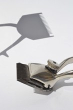 Old vintage hair clippers isolated on white background Prague Czech republic