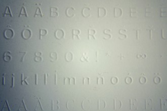 Embossed writing for blind people used before Braille writing system Prague, Czech republic