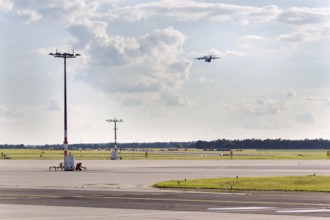 Airport with plane taking of Prague Czech republic