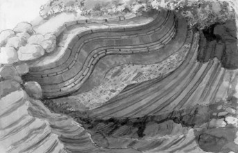 Juction of strata, Isle of Man, Scotland, illustration by John Clerk of Eldin from the publication