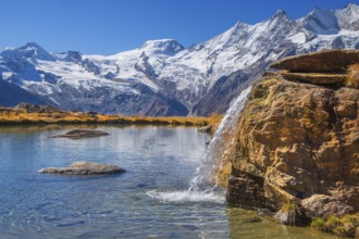 Water inflow to Kreuzbodensee with Alalin 4027 m, Alphubel 420 6 m and Mischabel group 4545 m in