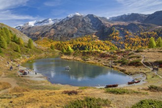 Leisee below the Sunnegga in autumn, Zermatt, Mattertal, Valais, Switzerland