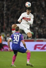 Header duel action Jose Maria Chema Andres Baixauli VfB Stuttgart (30) versus Silvan Widmer 1. FSV