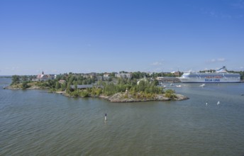 Luoto Klippan and Valkosaari islands, archipelago, port, Silja Line ferry, Helsinki, Finland