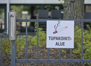 Smoking area sign, Kallio, Helsinki, Finland