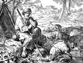 The misery of the prodigal son, Gospel of Luke, chapter 15, two sons, youngest son, shepherd,
