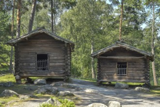 Barns, old wooden house, Seurasaari Open Air Museum, Seurasaaren Ulkomuseo, Helsinki, Finland