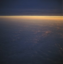 Horizon, sunrise, view from the plane