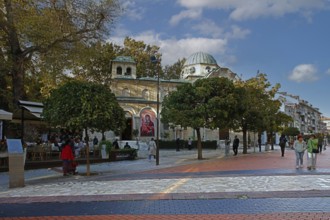 Street scene in front of St. Nicholas Church, Varna, Bulgaria