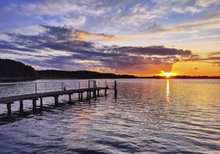 Sunset over Lake Gudelack, Lindow (Mark), Stechlin-Ruppiner Land nature park Park, Brandenburg,