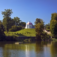 Baroque terrace garden on Lake Huwenow in Meseberg Castle, guest house and conference venue of the