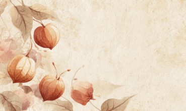 The image is a watercolor painting of a group of orange flowers with a white background. AI