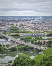 Rouen, France, May 29, 2025: Elevated view of the french city of Rouen, from the hill
