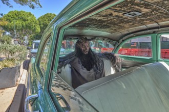Helloween decoration in a car in San Luis Obispo, a city in San Luis Obispo County in the U.S.
