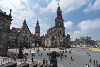 Dresden, Gerrmany- May 6, 2017: Cathedral of the Holy Trinity or Hofkirche and Dresden Castle