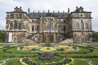 DRESDEN, GERMANY - MAY 6, 2017: Baroque palace in Grosser Garten park in Dresden, Germany