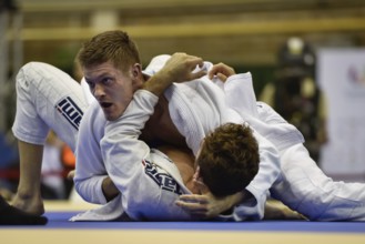 WROCLAW, POLAND - JULY 29, 2017: Ju-Jitsu Ne-Waza during the The World Games 2017. Fight between