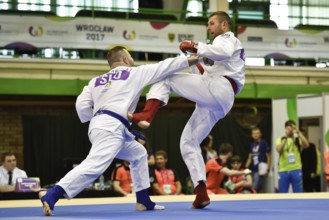WROCLAW, POLAND - JULY 29, 2017: Ju-Jitsu Fighting tournament during the The World Games 2017.