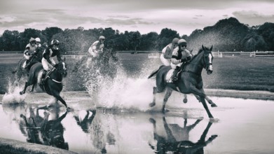 WROCLAW, POLAND - SEPTEMBER 4, 2016: Horse racing - Grand Wroclawska Prize Airport Wroclaw. Leads M