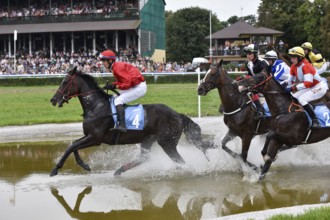 WROCLAW, POLAND - SEPTEMBER 4, 2016: Horse racing - Grand Wroclawska Prize Airport Wroclaw. Leads N