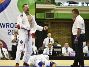 WROCLAW, POLAND - JULY 29, 2017: Ju-Jitsu Fighting tournament during the The World Games 2017.