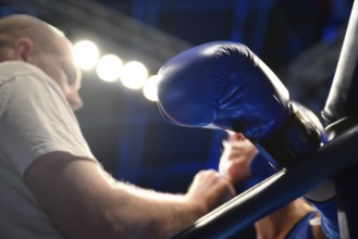 WROCLAW, POLAND - JULY 29, 2017: Muaythai fight during the The World Games 2017. Hand of Aleksandr