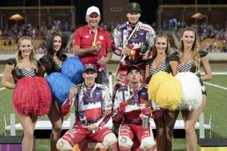 WROCLAW, POLAND - JULY 29, 2017: Speedway couple turnament race Poland - Australia during The World