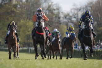 WROCLAW, POLAND - APRIL 24, 2016: International race for 3-year-old horses Group III at Racecourse