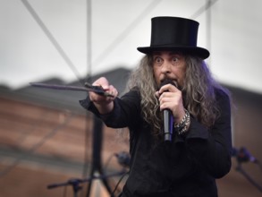 WROCLAW, POLAND - AUGUST 29, 2016: Pawel Grzegorczyk from band Hunter during festival wROCK for