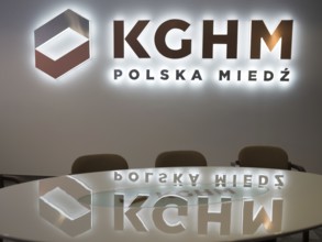 GLOGOW, POLAND - JANUARY 20, 2017: Logo KGHM one of the leading producers of copper and silver in