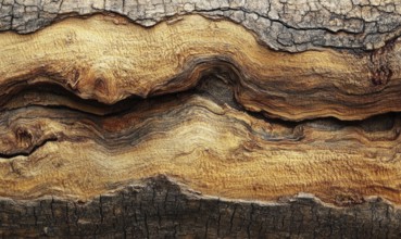 Detailed view of bark texture with visible layers and natural organic patterns. AI generated