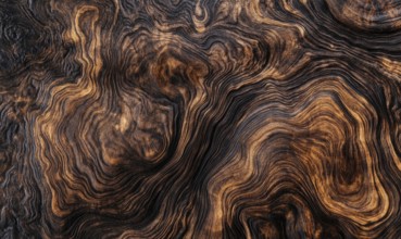 Swirling wood grain pattern in brown with textured appearance AI generated