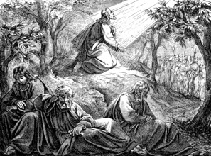 Judas with armed warriors, battle at court Sethesemane, sit down, I go and pray, Gospel Matthew,
