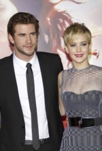 Liam Hemsworth, and Jennifer Lawrence at the Los Angeles premiere of 'The Hunger Games: Catching
