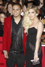 Evan Ross and Ashlee Simpson at the Los Angeles premiere of 'The Hunger Games: Catching Fire' held