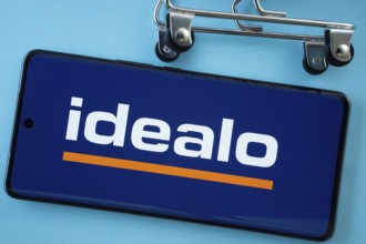 Dhaka, Bangladesh- 03 July 2025: Smartphone screen showing the idealo logo with shopping cart