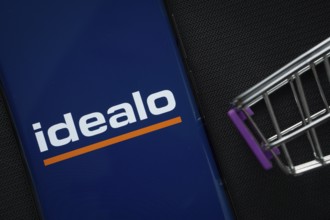 Dhaka, Bangladesh- 03 July 2025: A smartphone displaying the idealo logo next to a miniature