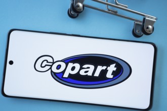 Dhaka, Bangladesh- 03 July 2025: Smartphone screen showing the Copart logo with shopping cart