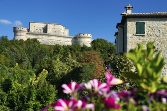 Fortress round towers, medieval fortress, San Leo fortress, San Leo, Emilia-Romagna, Italy