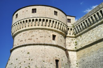 Fortress round tower, medieval fortress, San Leo fortress, San Leo, Emilia-Romagna, Italy