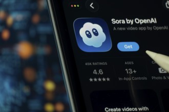 Dhaka, Bangladesh- 24 Oct 2025: A iPad screen displaying the Sora by OpneAI app on App store