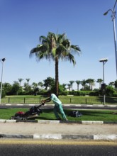 A local Egyptian man works on the infrastructure of a street in the resort town of Sharm el-Sheikh,