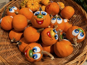 Painted pumpkins with faces
