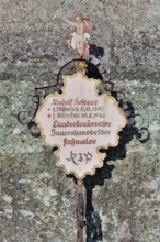 Historical painted grave cross, state curator Rudolf Hoferer, Marienberg, Burghausen, Upper