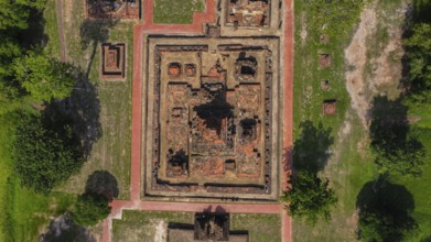 Drone view of an ancient temple complex in Thailand, Southeast Asia