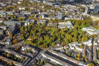 Aerial view, Essen Aalto Theatre and Philharmonic Essen im Stadtgarten, Südviertel, Essen, Ruhr