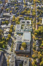 Aerial view, Museum Folkwang, opened by Karl Ernst Osthaus, autumn trees, Südviertel, Essen, Ruhr