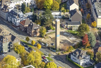 Aerial view, demolition of the evangelical reconciliation church, planned retirement home with
