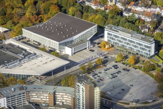 Aerial view, Grugahalle, Messe Essen, Bredeney, Essen, Ruhr area, North Rhine-Westphalia, Germany,